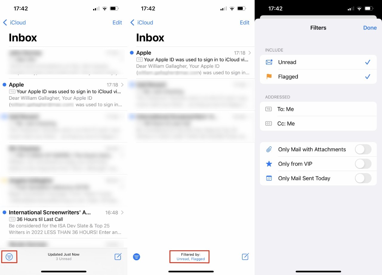 No es tan poderoso como usar las reglas de iCloud Mail, pero iOS Mail tiene una opción de filtro poco apreciada