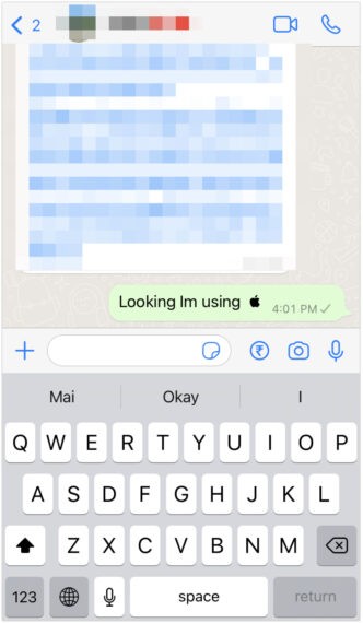 Mecanografía Apple Logotipo en WhatsApp