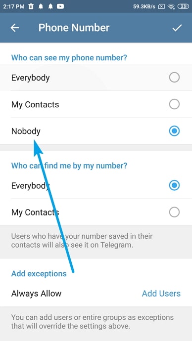 evitar que números desconocidos envíen mensajes en Telegram