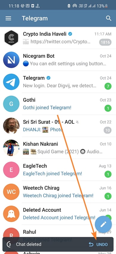 recuperar mensajes borrados de telegram