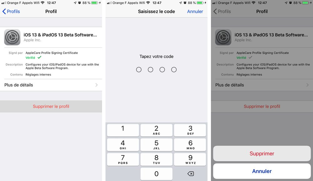 supprimer profil beta Comment télécharger et installer la bêta iOS 13 sur son iPhone