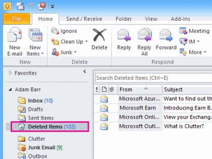 كيفية استعادة رسائل البريد الإلكتروني المحذوفة في Outlook 3