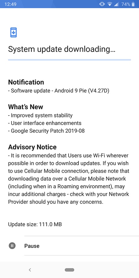 Pie Build V4.27D مع تصحيح الأمان لشهر أغسطس متوفر لـ Nokia 9 PureView 3