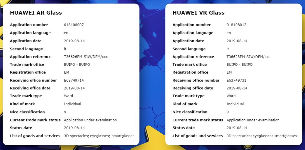 قدمت Huawei علامات تجارية لنظارات AR / VR ، من المتوقع أن يتم الكشف عنها في IFA 2019 1
