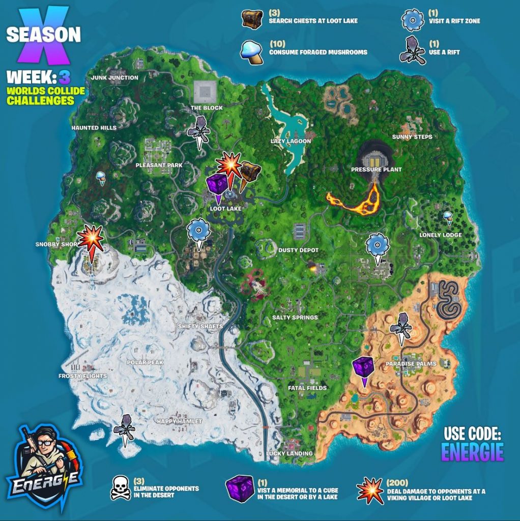 Fortnite Season 10 Week 3 ‘Worlds Collide’ Cheat Sheet with all mission locations 1