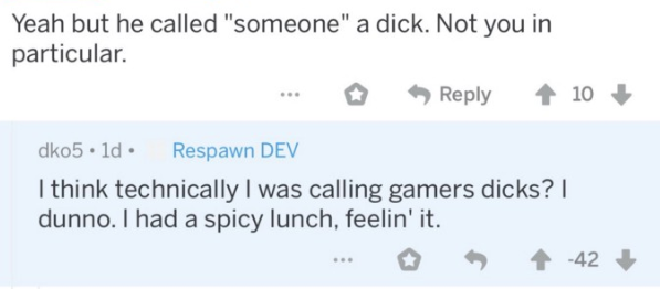 Apex Respawn Developer و Community Manager Calling Gamers D *** s، A ** - Hats and Freeloaders 4