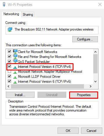 لا يحتوي اتصال الشبكة اللاسلكية على تكوين IP صالح