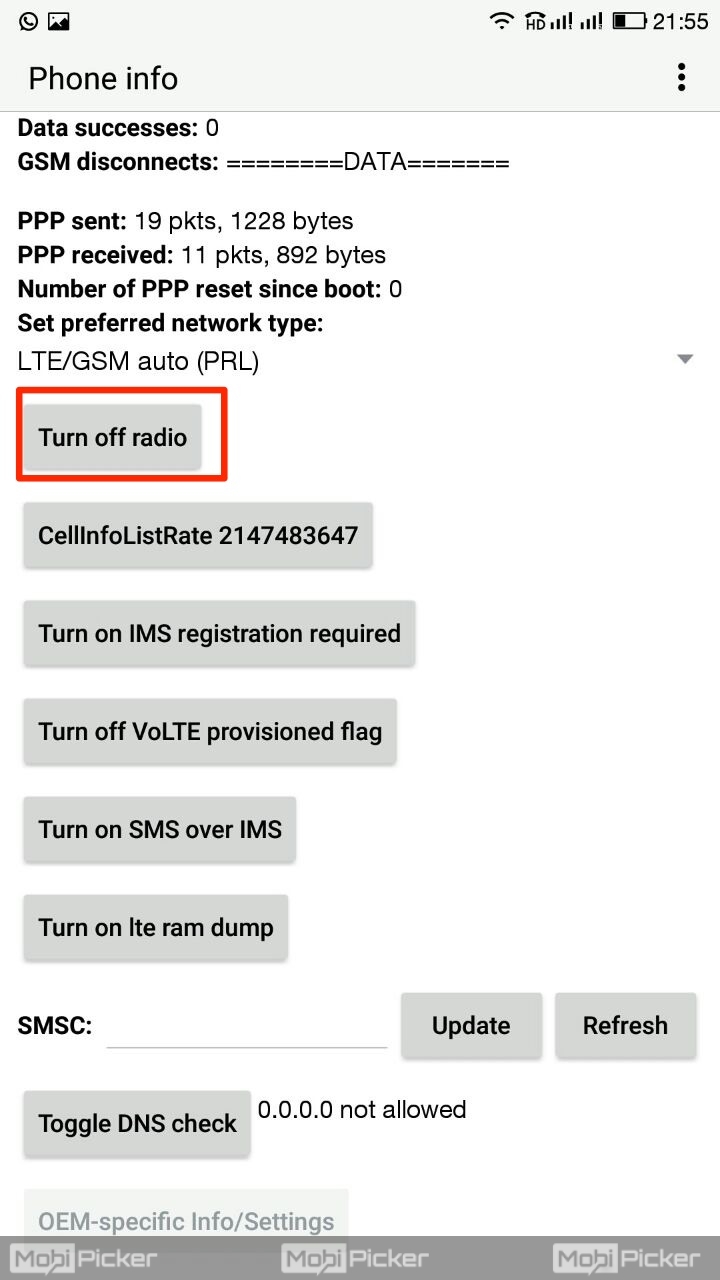 قم بإيقاف تشغيل الراديو لإصلاح شبكة الجوال غير المتوفرة