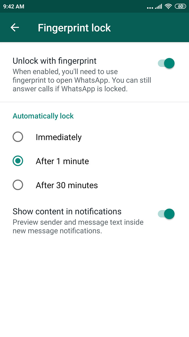 كيفية استخدام ميزة قفل بصمات الأصابع الجديدة في WhatsApp 3