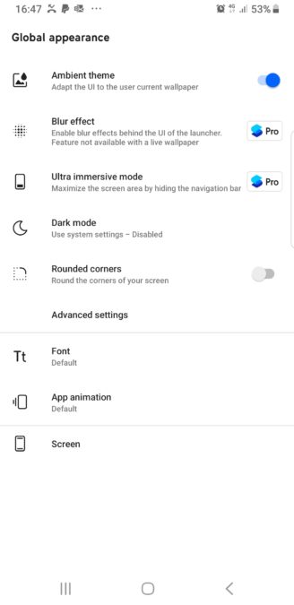تغيير الخطوط في Android Smart Launcher 1
