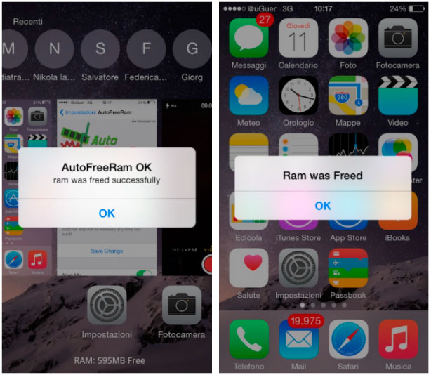 AutoFreeRam النشرات iPhone RAM تلقائيا 2