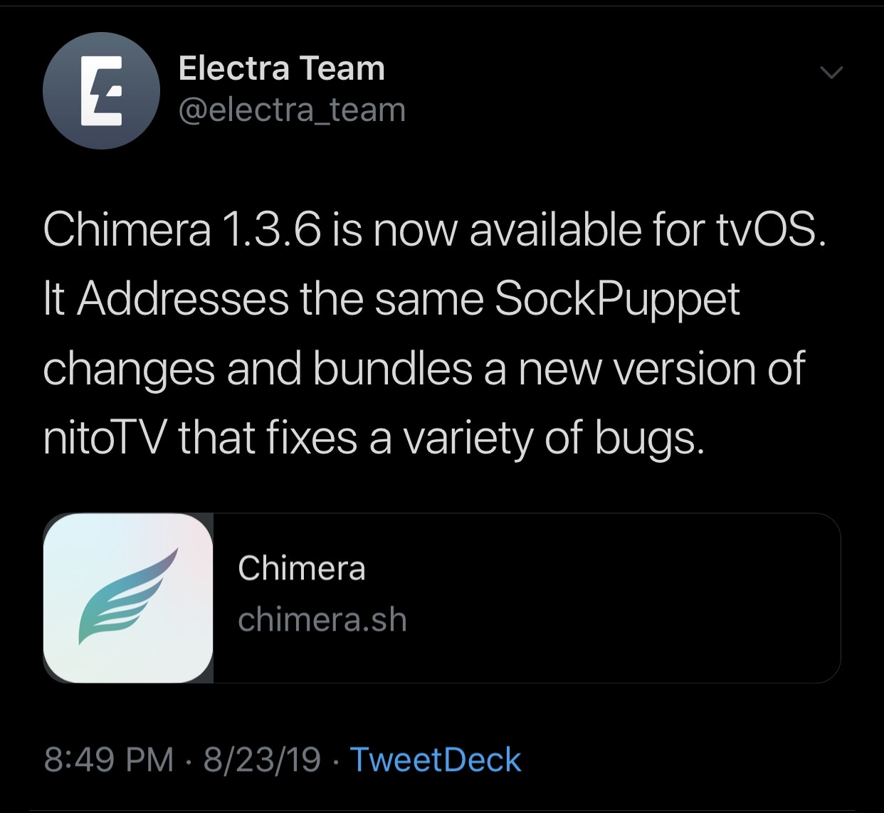 إصدار ChimeraTV v1.3.6 مع تحسينات Sock Puppet وتكرار أحدث لـ nitoTV 2