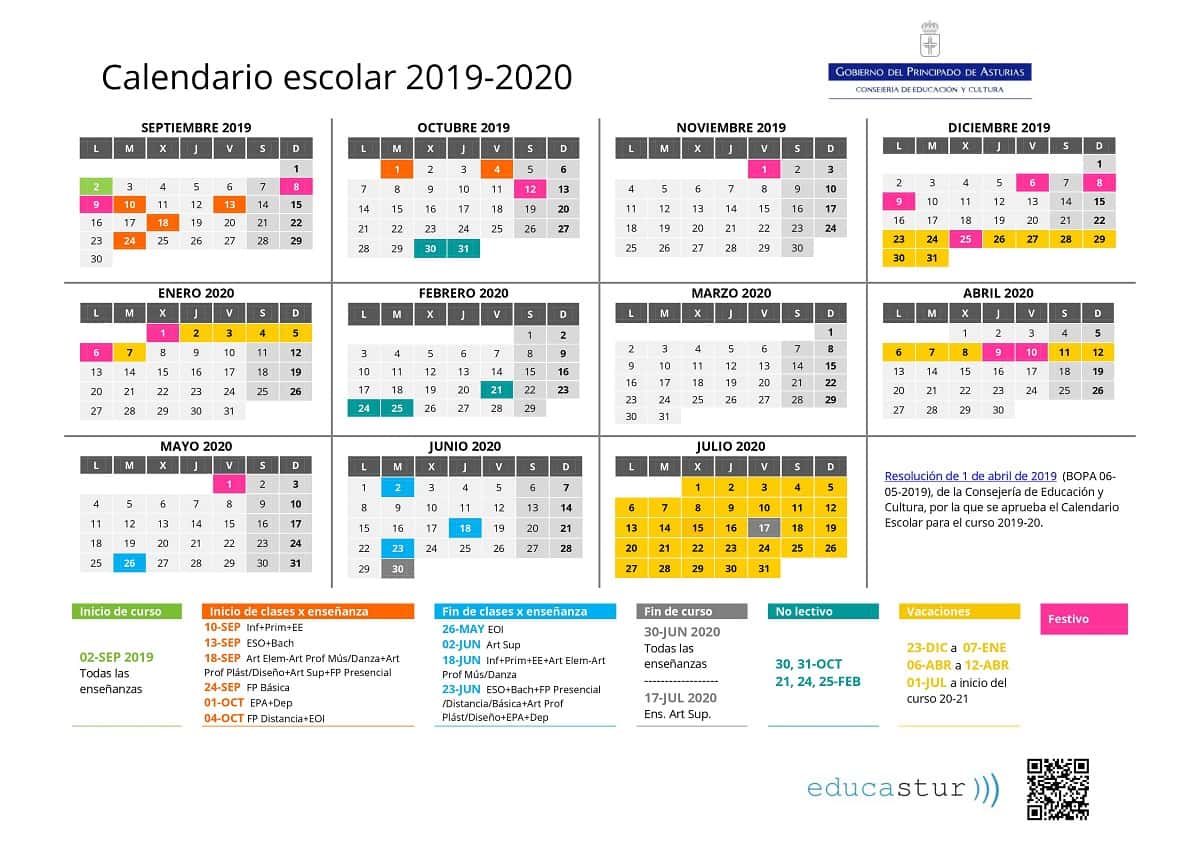 2019-2020 التقويم المدرسي لتحميل والتواريخ والأعياد في جميع المجتمعات 2