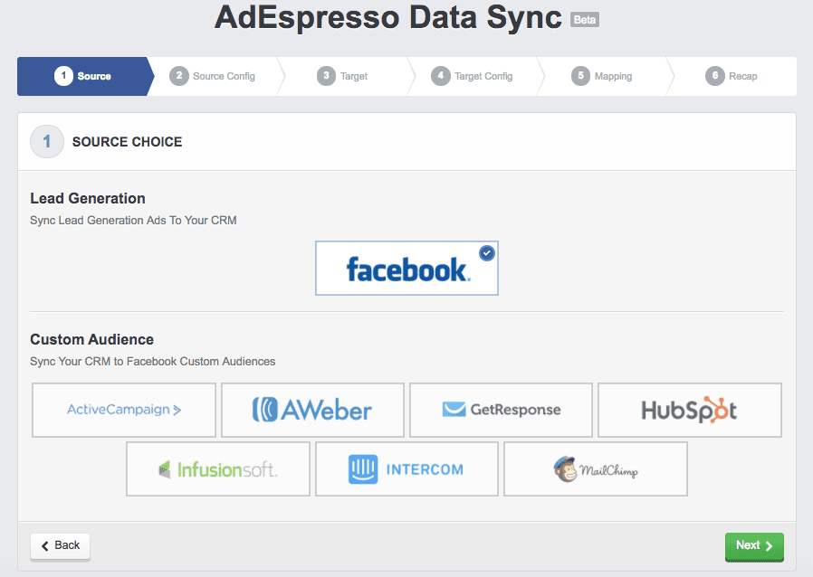 مزامنة بيانات AdEspresso على Facebook