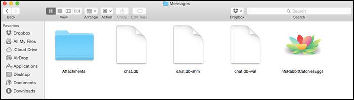 ملفات محفوظات iMessage على نظام Mac OS X