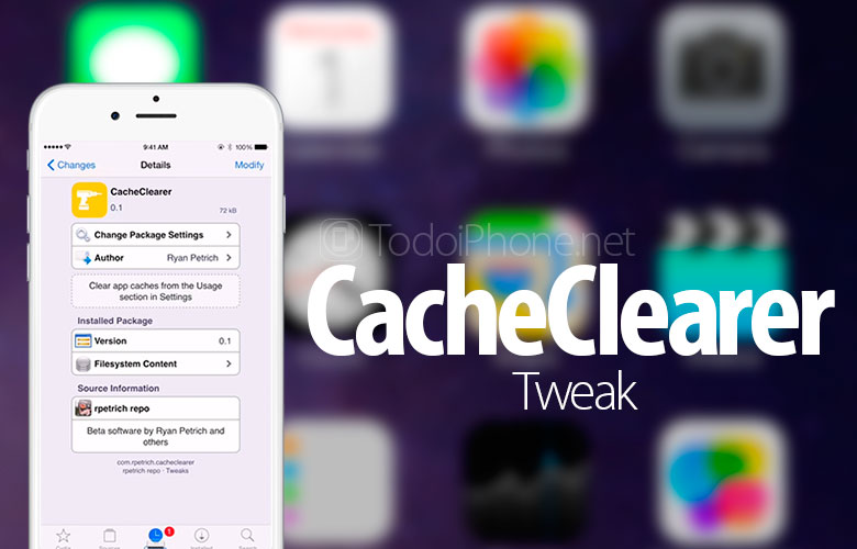 CacheClearer ، القرص الذي سيؤدي إلى مسح ذاكرة التخزين المؤقت لتطبيقات iPhone 1