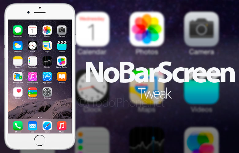كيفية عمل لقطات شاشة على iPhone ، بدون شريط الحالة ، باستخدام NoBarScreen 1