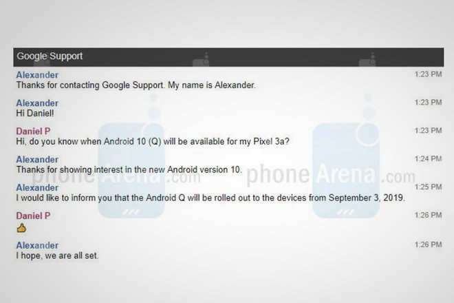تم الكشف عن تاريخ إصدار Android 10 قبل الأوان بواسطة وكيل دعم Google 1