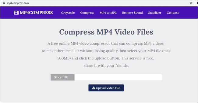 ضغط الفيديو MP4 على الإنترنت مع Mp4Compressor