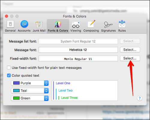 حدد خيار خط العرض الثابت في تطبيق Mac Mail