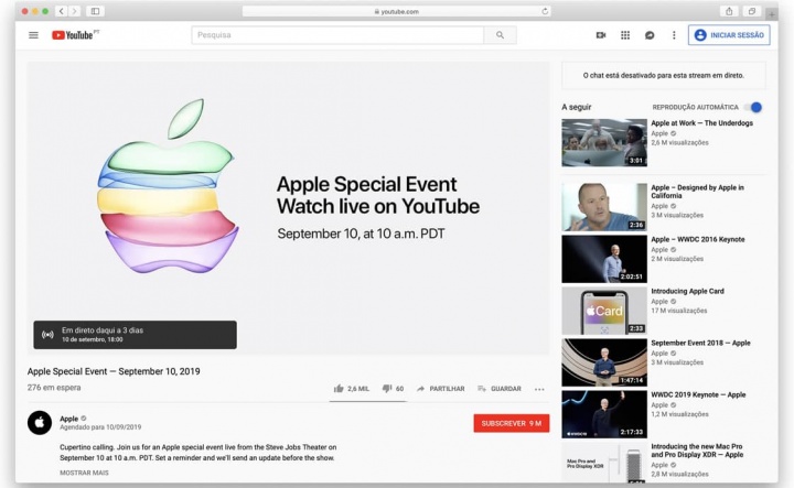 Apple سوف تبث الحدث الخاص سبتمبر على الهواء مباشرة YouTube لأول مرة 1