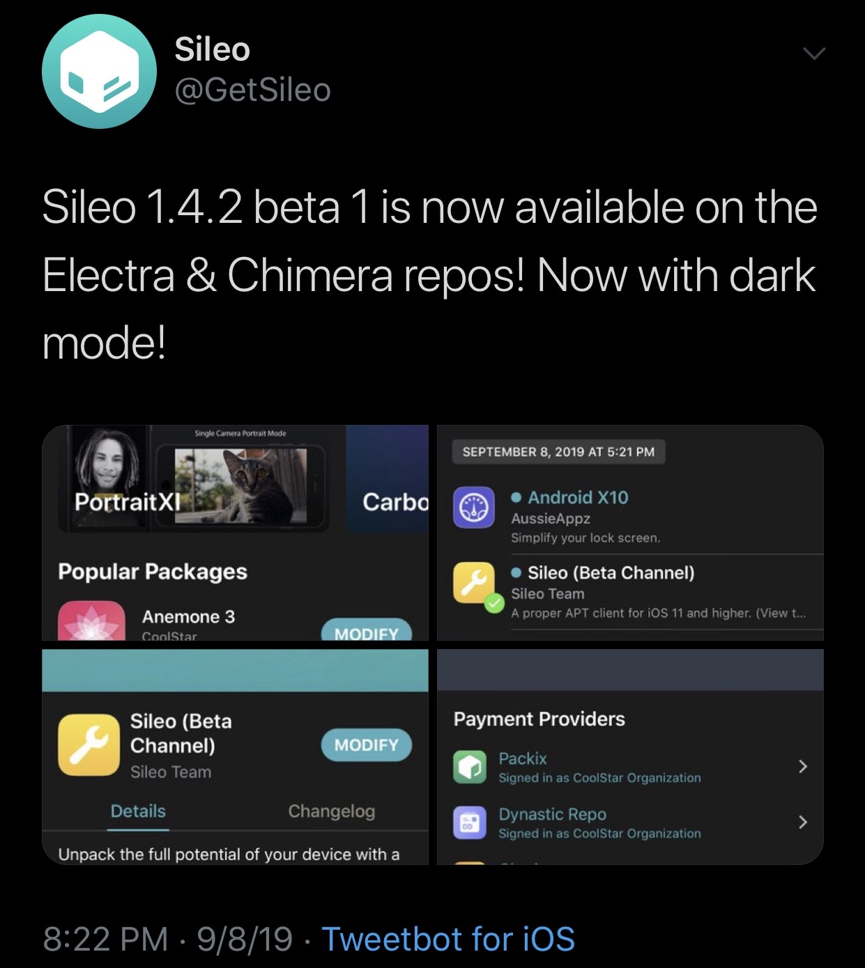يقوم فريق Sileo بإطلاق Sileo v1.4.2 beta 1 بدعم من الوضع المظلم الأصلي 2