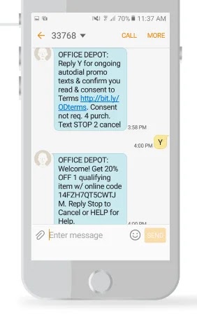 رسائل SMS هي تلقي القسائم ورموز الترويجي
