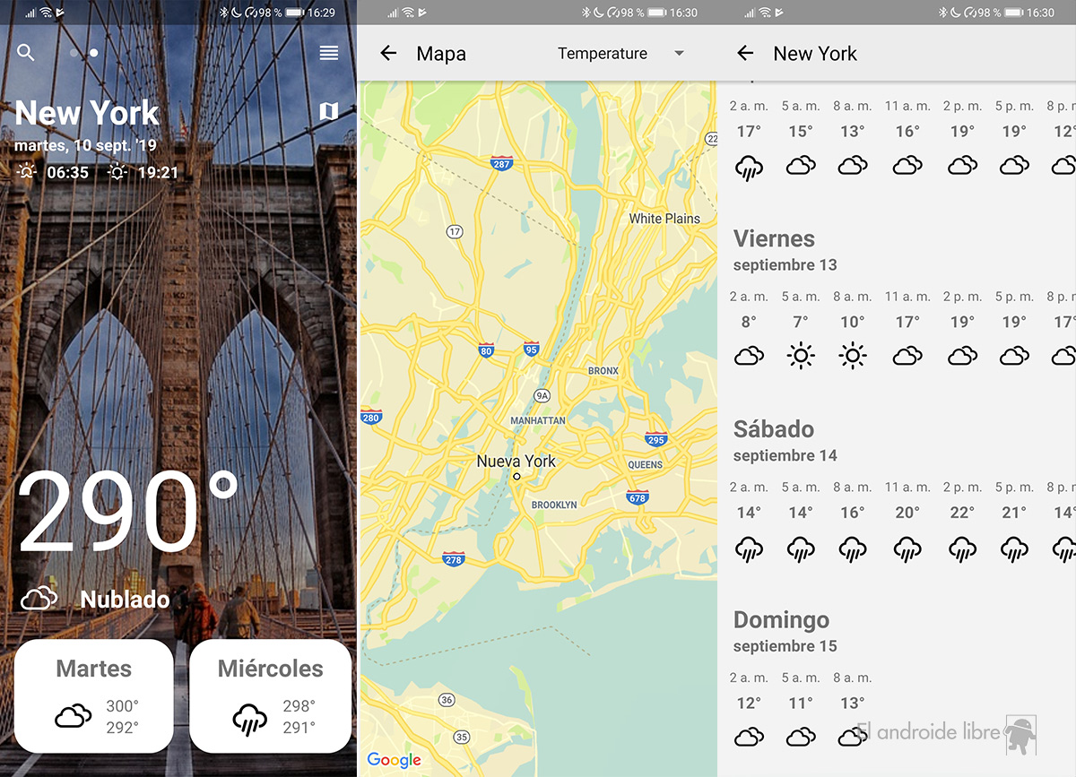تطبيق الطقس متوافق مع الوضع المظلم Android 10: Bowvie Weather