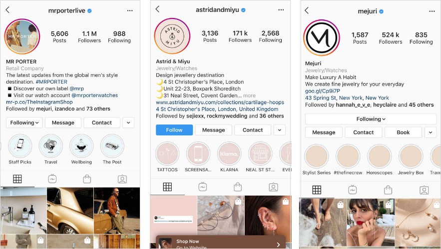 أمثلة على العلامات التجارية ذات قصص Instagram الرائعة تبرز الأغطية