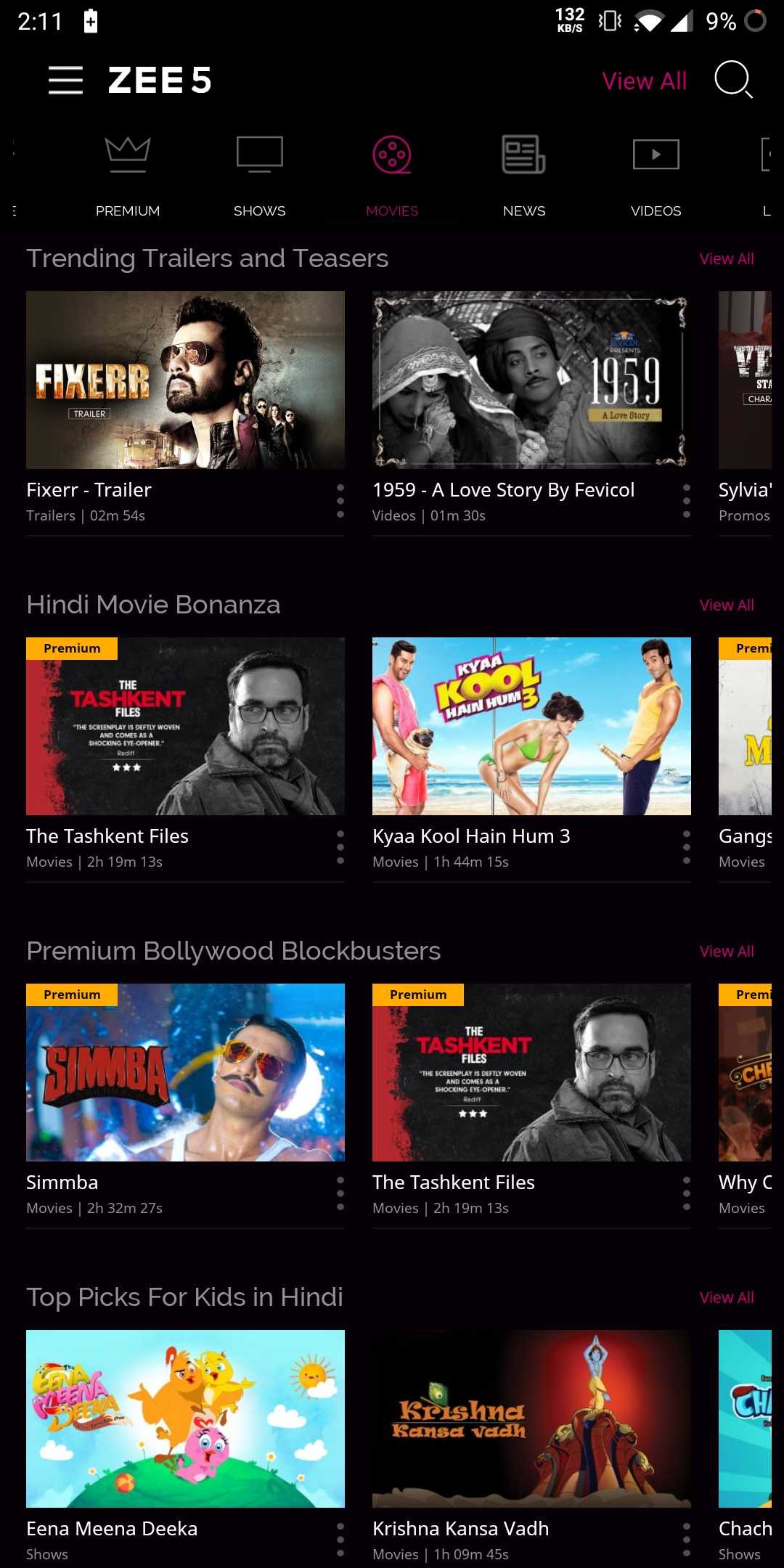 التطبيق Zee5 أفضل الأفلام الهندية