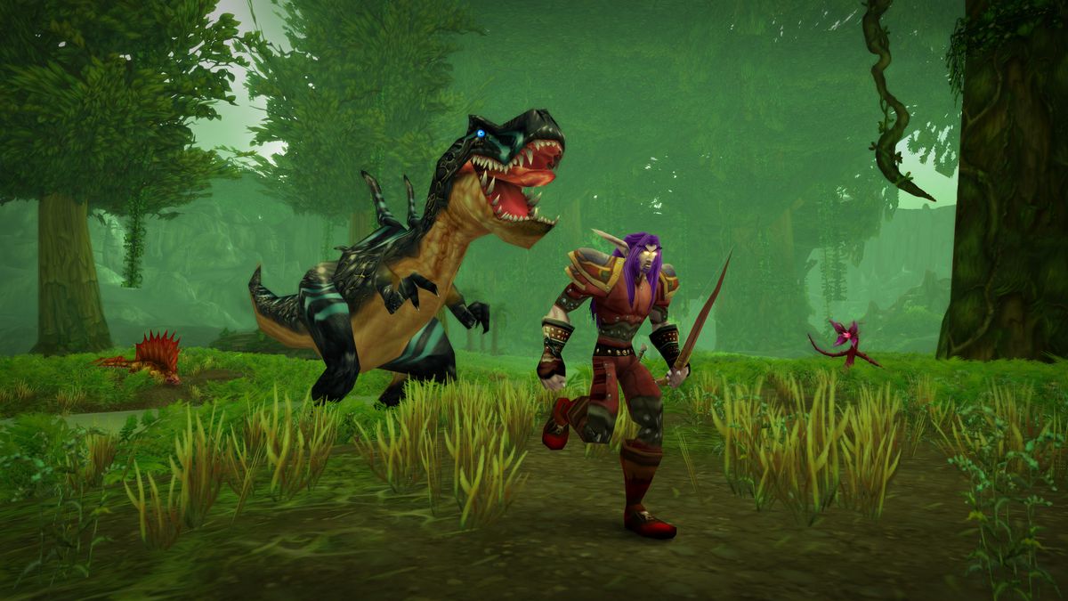شخصية تمتد من T. rex الصغيرة في World of Warcraft Classic