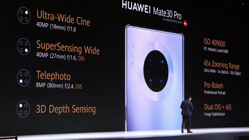 يعتبر Huawei Mate 30 Pro أول هاتف ذكي في العالم به مستشعر فيديو مخصص