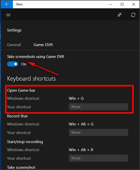 شريط اللعبة Windows 10 يحتوي على أداة التقاط مضمنة