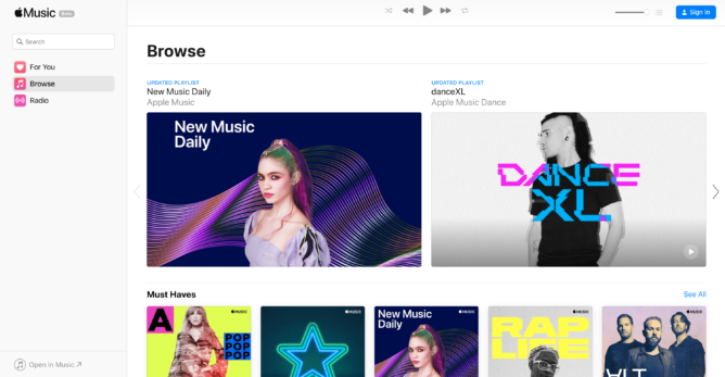 Apple أخيرًا تحصل الموسيقى على واجهة ويب 1