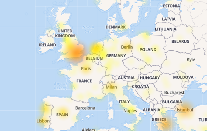   هذه الخريطة توضح أين Facebook ذكرت المستخدمين انقطاع