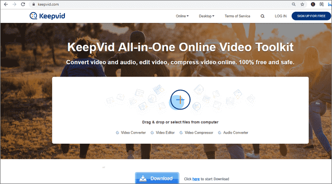 ضغط الفيديو عبر الإنترنت مع KeepVid