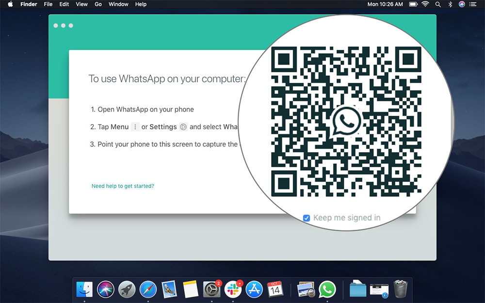 Escanee el código e inicie sesión en WhatsApp Web en Mac