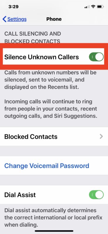 Cómo silenciar llamadas desconocidas en iPhone