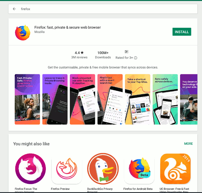Instalar la aplicación de Android Firefox Chromebook