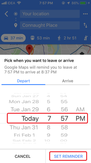 Lời nhắc lưu lượng truy cập iPhone của Google Maps