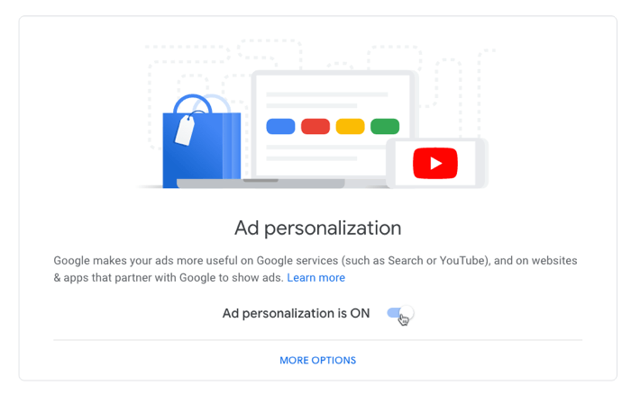 Configuración de privacidad de Google Personalización de anuncios