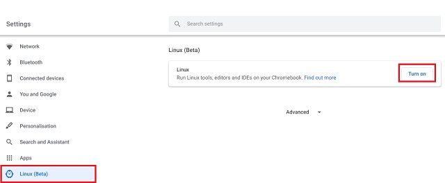 Используйте Linux на Chromebook