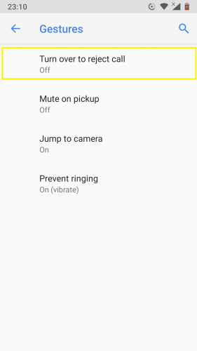 Beralih untuk menolak isyarat panggilan di Android 9 Nougat. 