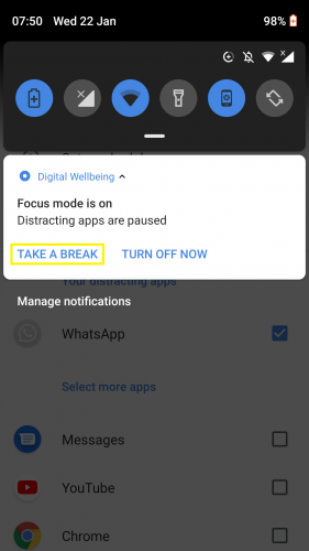 Cara mengatur mode fokus untuk aplikasi Android 14