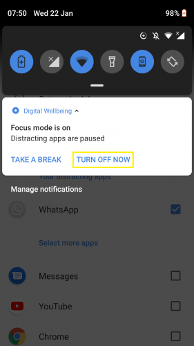 Cara mengatur mode fokus untuk aplikasi Android 15