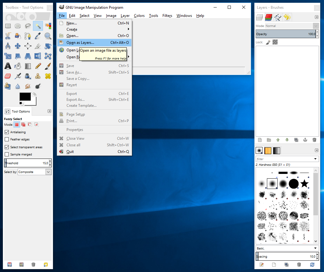 Как сделать фоновое изображение прозрачным в GIMP