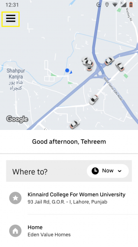 Lägg till ikoner för att hantera sparade platser i Uber (Android). 