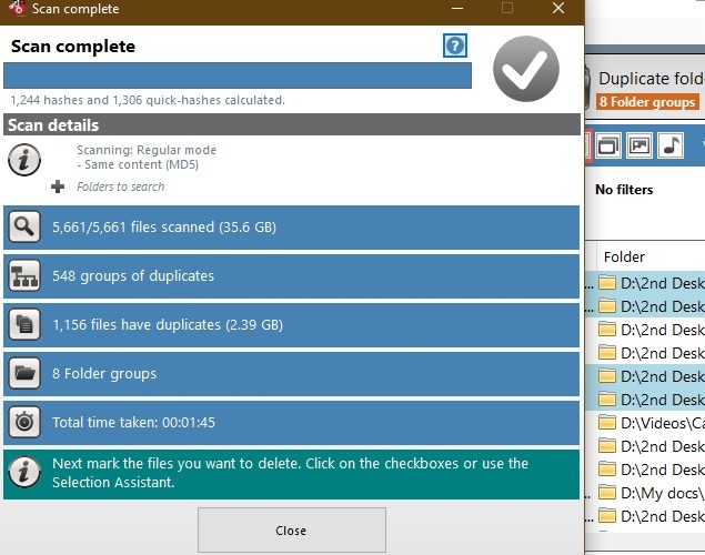 Eliminar archivos duplicados Windows Duplicate Cleaner Pro Resultados de escaneo