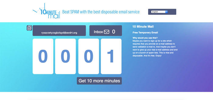 10 minuter mail
