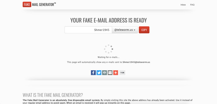 Fake mail generator